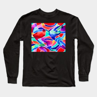 Multi-Colored Abstract Watercolor Design Long Sleeve T-Shirt